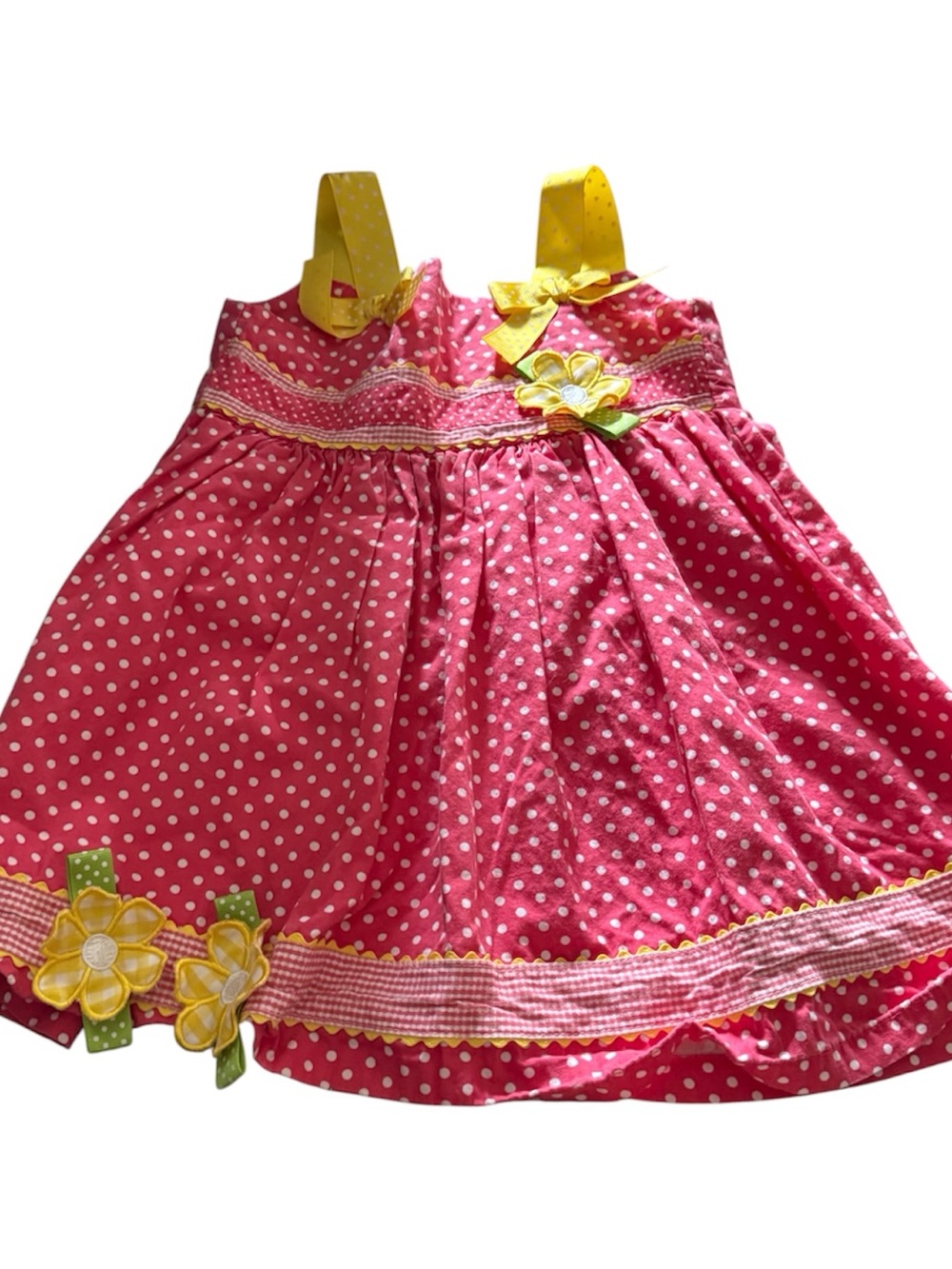 Pink Polka Dot Sundress with Yellow Accents 24 months